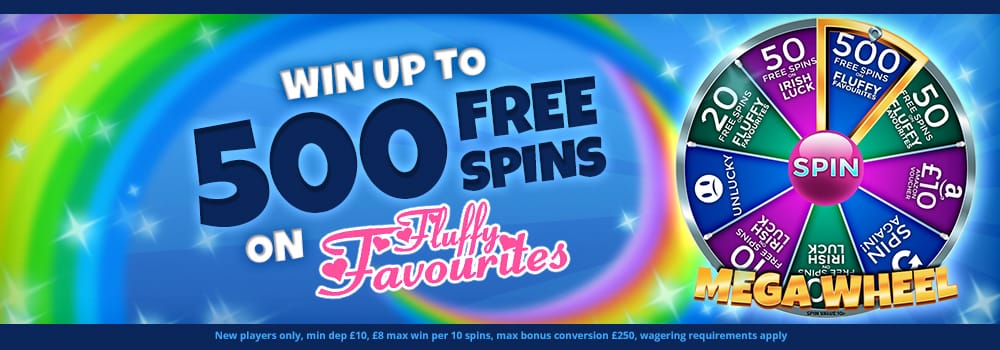 500 free spins on fluffy favourites